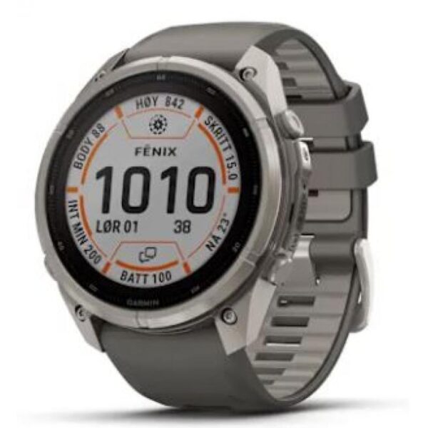 Garmin fenix® 9 Pro – inReach®, Solar, 51mm Titan med steingrå silikonrem Sykkelopplevelser AS 1