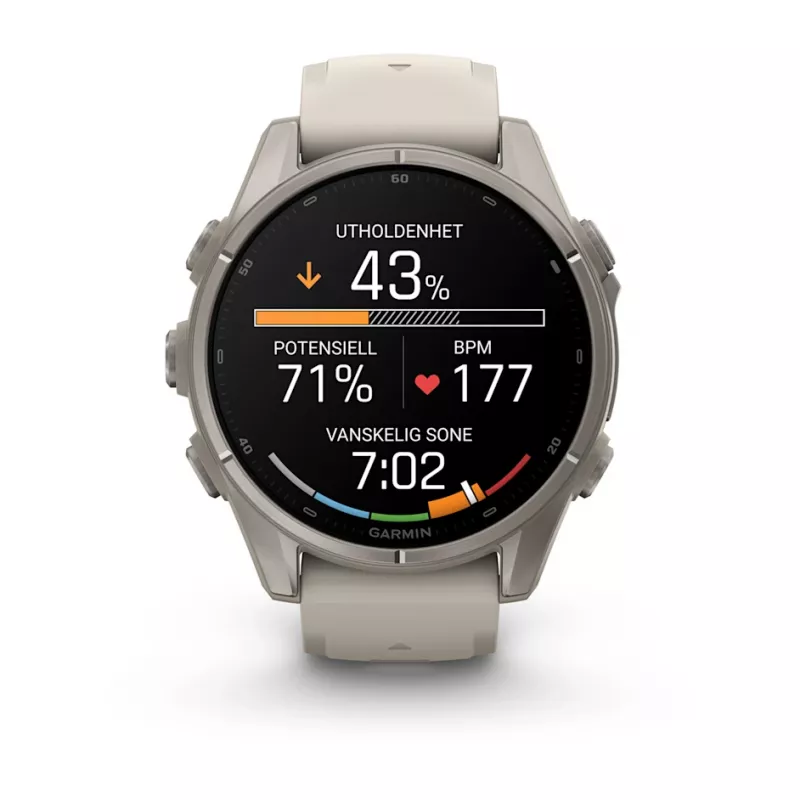 GARMIN fenix® 9 – 43mm Titan med tåkegrå silikonrem LEVERING FRA 16.10 - Bilde 11