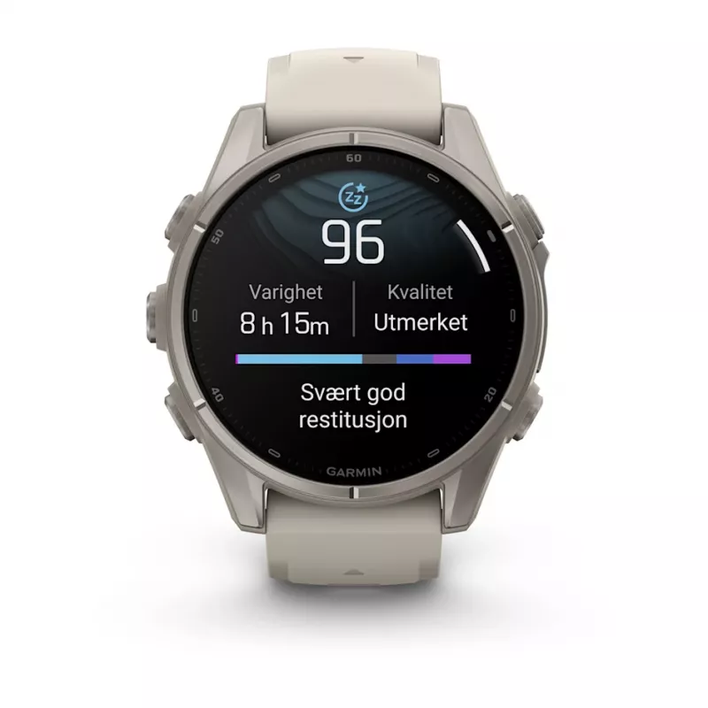 GARMIN fenix® 9 – 43mm Titan med tåkegrå silikonrem LEVERING FRA 16.10 - Bilde 4