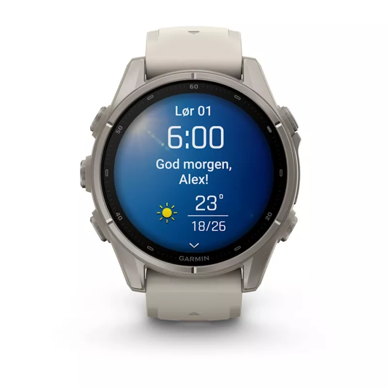 GARMIN fenix® 9 – 43mm Titan med tåkegrå silikonrem LEVERING FRA 16.10 - Bilde 5