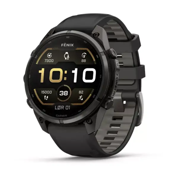 GARMIN fenix® 9 Pro – 51mm Karbongrå DLC-titan med sort/steingrå silikonrem LEVERING FRA 12.10