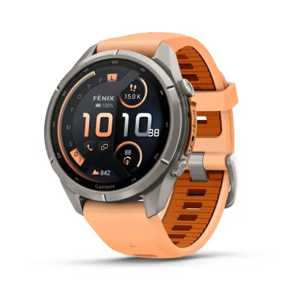 GARMIN fenix® 9 Pro – inReach®, 43mm Titan med Shell Pink-farget/høstoransje silikonrem LEVERING FRA 1.11