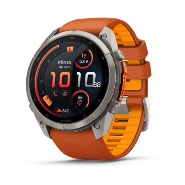 GARMIN fenix® 9 Pro – inReach®, 51mm Titan med høstoransje/oransje silikonrem LEVERING FRA 15.10