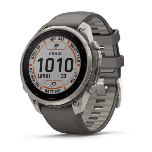 GARMIN fenix® 9 Pro – inReach®, Solar, 47mm Titan med steingrå silikonrem